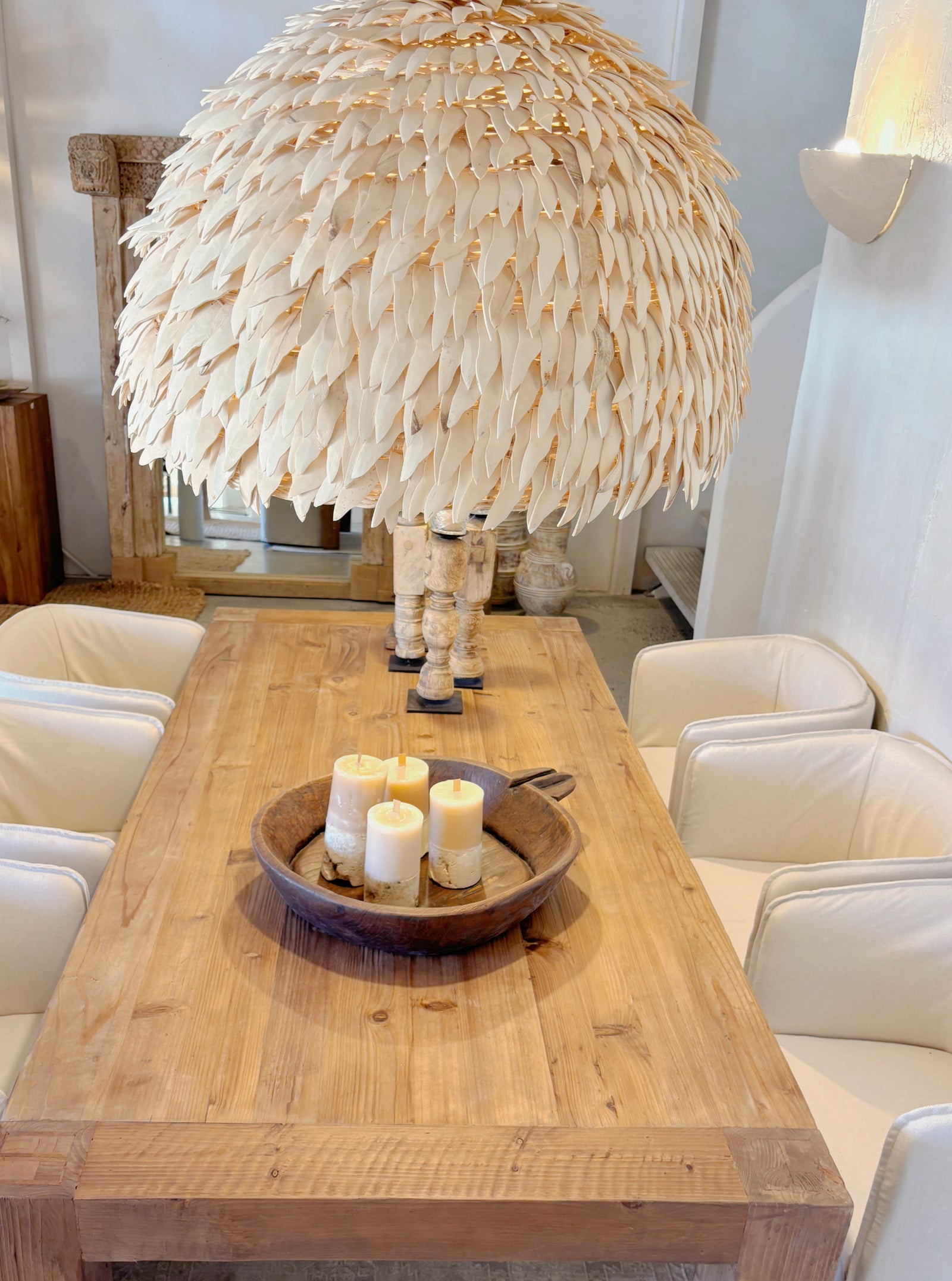 Pendant Light : Sade : Coconut Dome 70cm Cream Pendant Light