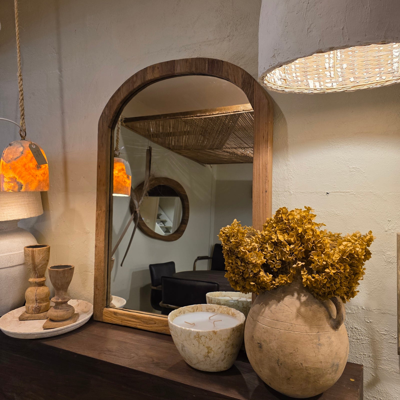 MPHO RECYCLED TEAK WOOD MIRROR NATURAL 80 X 110 CM