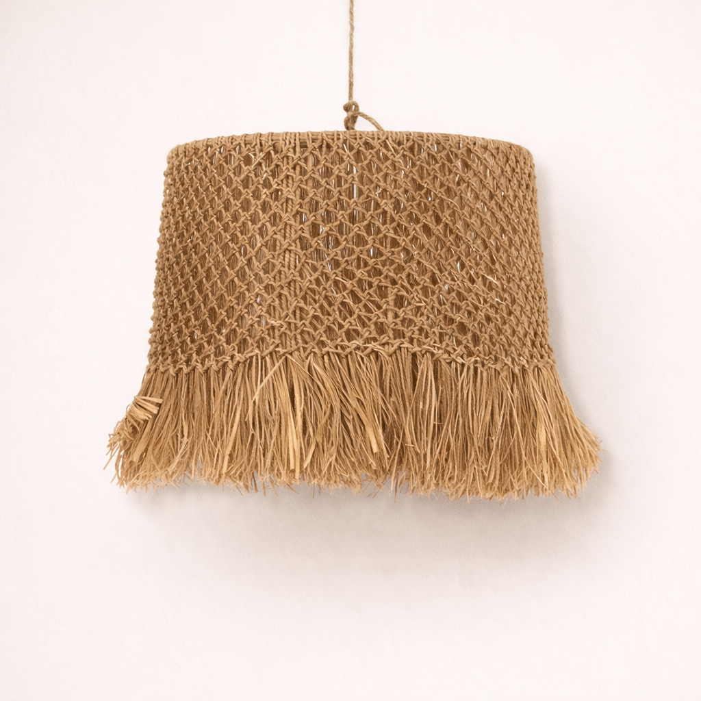 CLEARANCE PENDANT : Laisa : Plaited Raffia Drum 72 cm Pendant Light