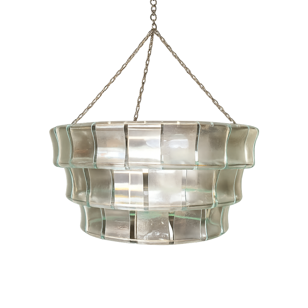 Pendant light: Vetro. Hand Blown Recycled Glass Panels Chandelier
