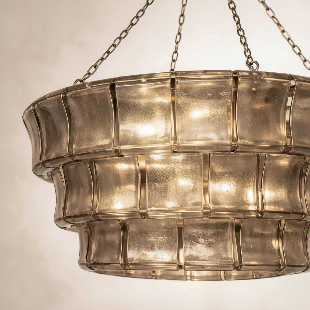 Pendant light: Vetro. Hand Blown Recycled Amber Glass Chandelier