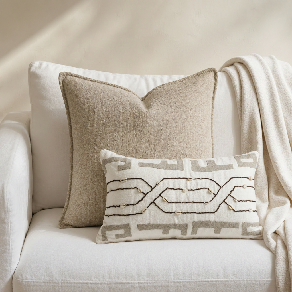 Cushion : Colette : Silk Slub Squares | Cream | 60 x 60 cm