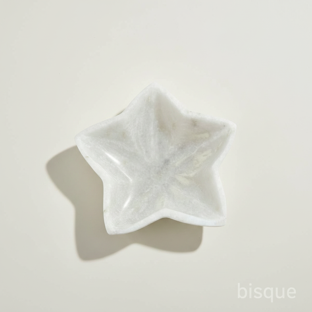 OUTLET : Mishka :Carved White Marble Flower Bowl