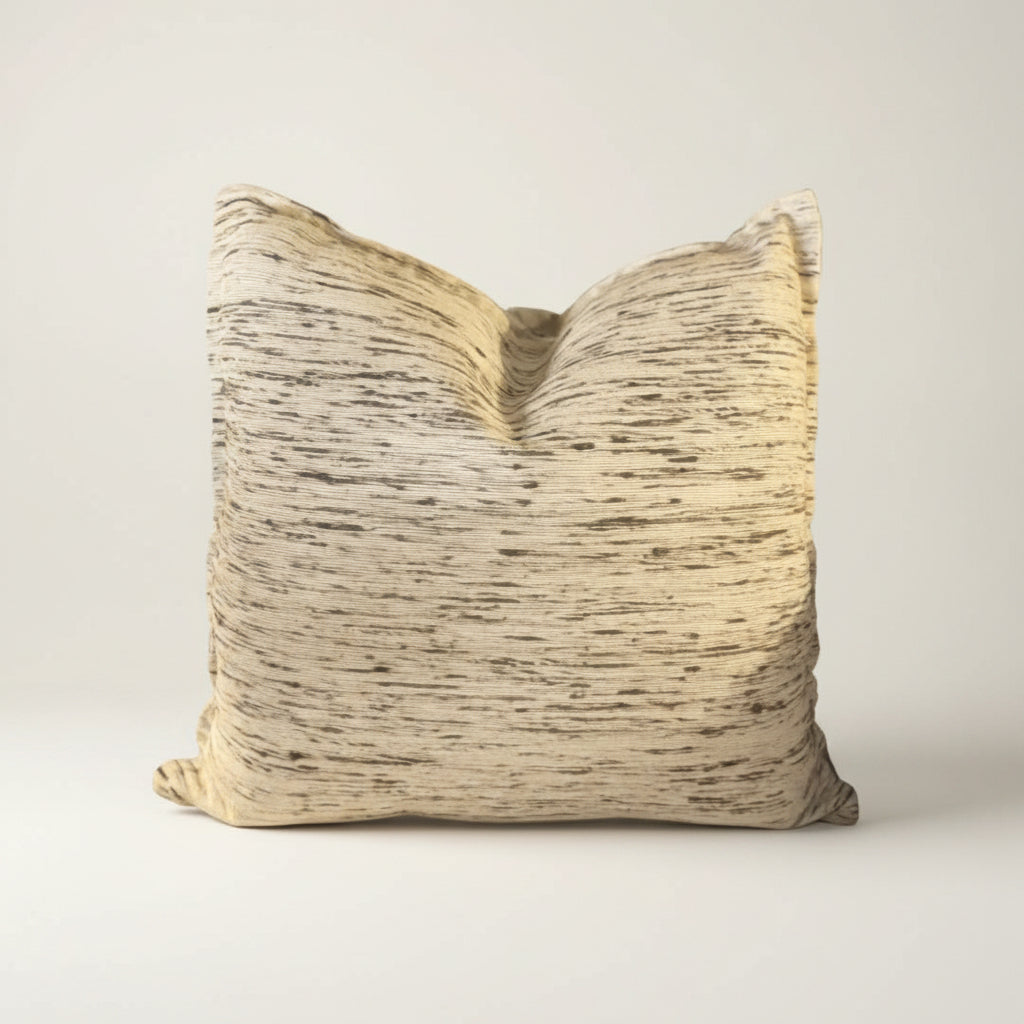 Cushion: ELOISE. SILK THREADS, CREAM WITH BROWN.60 X 60CM