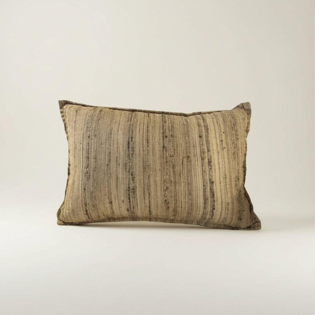 Cushion : Lorelei2 : Threaded Silk Weave | Brown + Natural | Oblong 40 x 60 cm