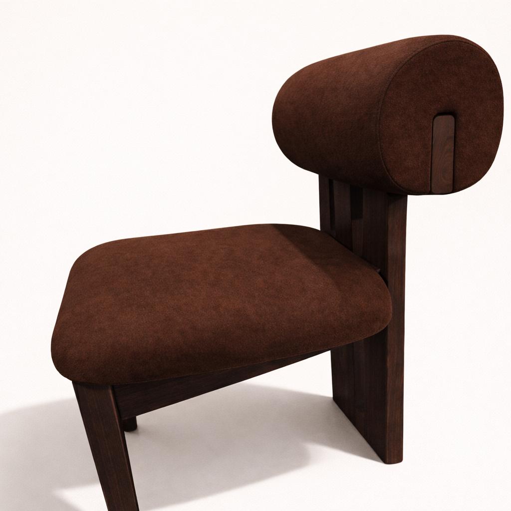 Dining Chair : Olifant : Roll Back Brown Upholstered
