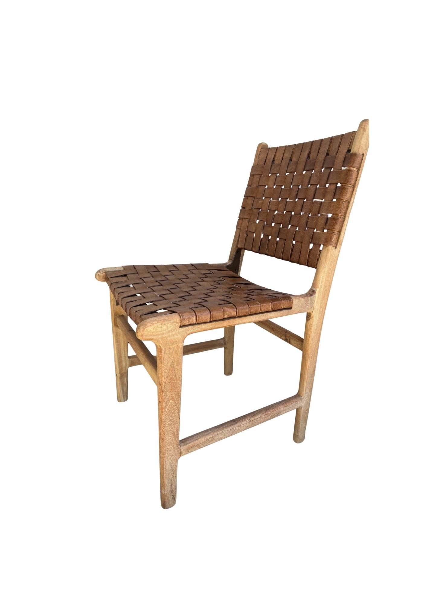 Sienna : Strap Leather Dining Chair, Antique Brown