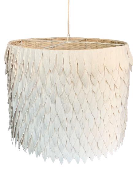 Pendant Light: Nsombe, Cotton Cream Drum Pendant Light. 70cm
