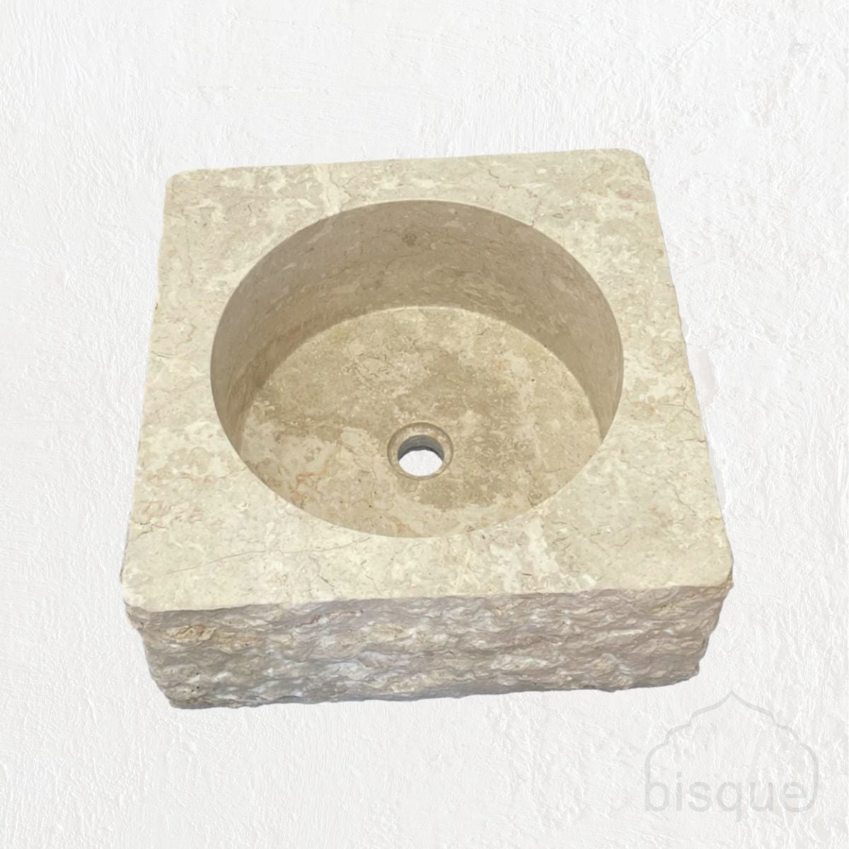 Basin: Lumbani, Square Cream Raw Marble Basin