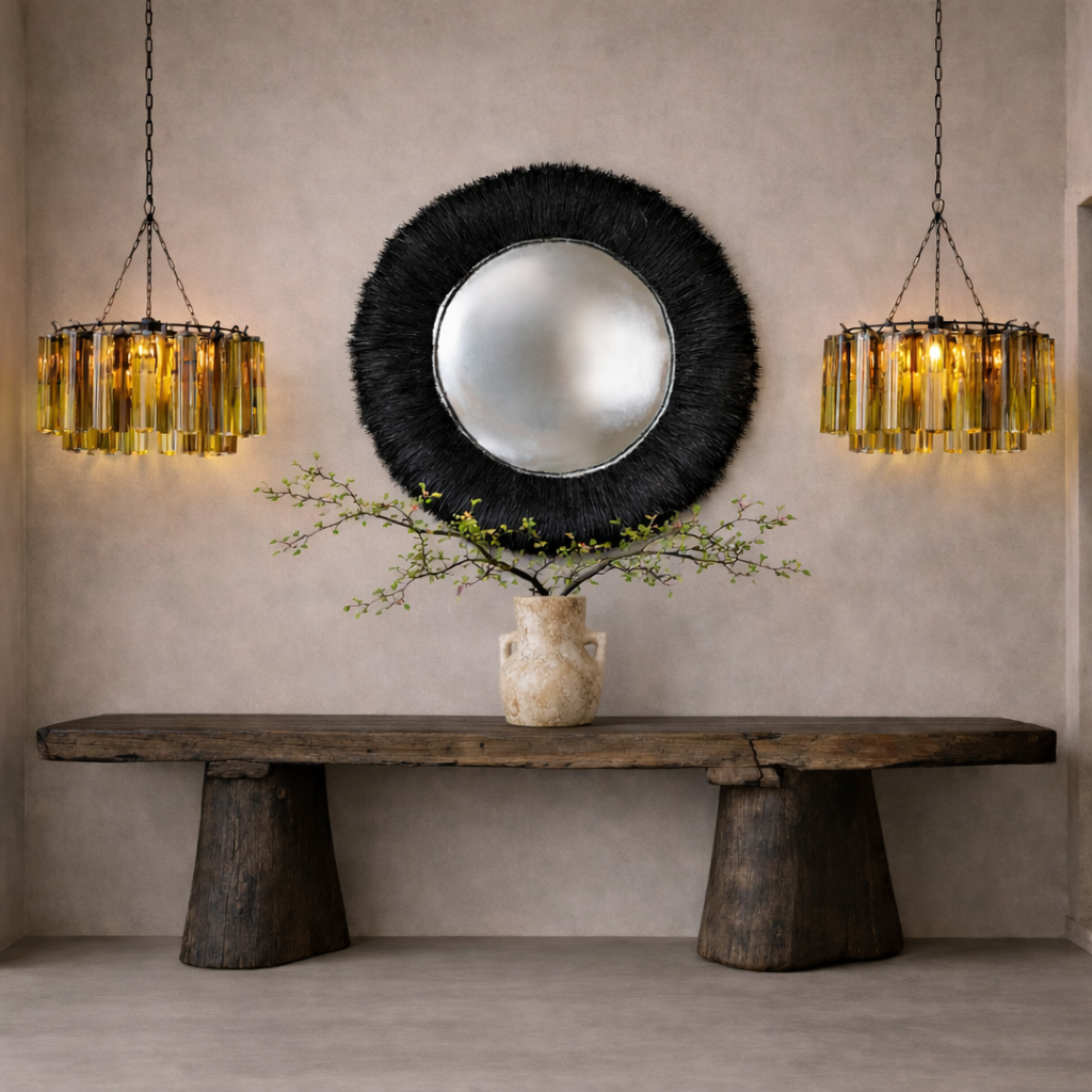 Pendant light: Bisetti, Recycled Glass Amber/Brown Glass Chandelier