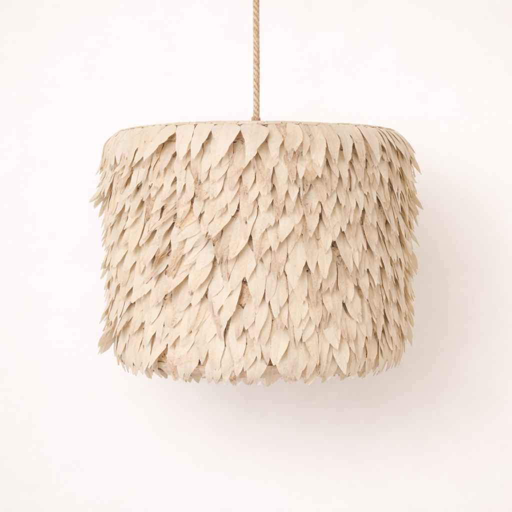Pendant Light: Nzinga, Drum 70cm Coconut Pendant Light, Large
