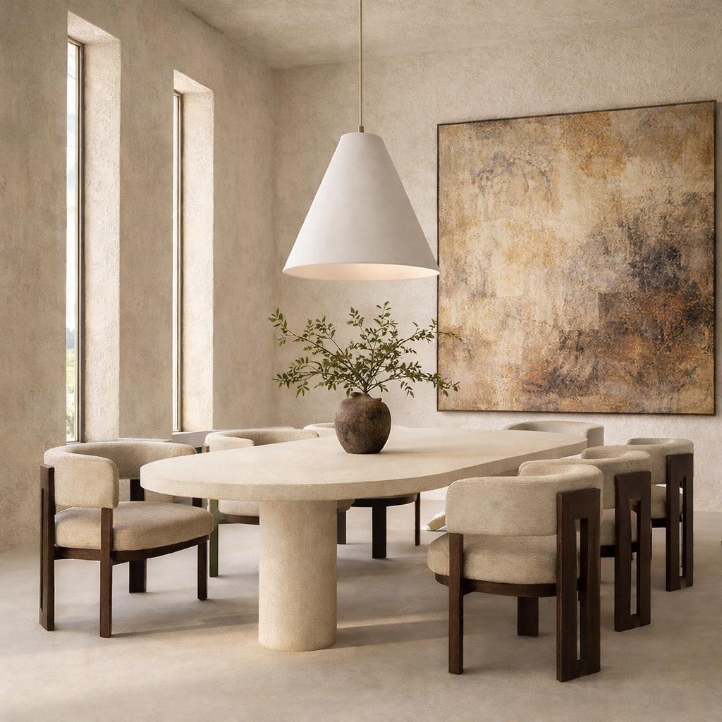 The Como : Upholstered Tub Dining Chair, with Dark Wood Frame | Cream