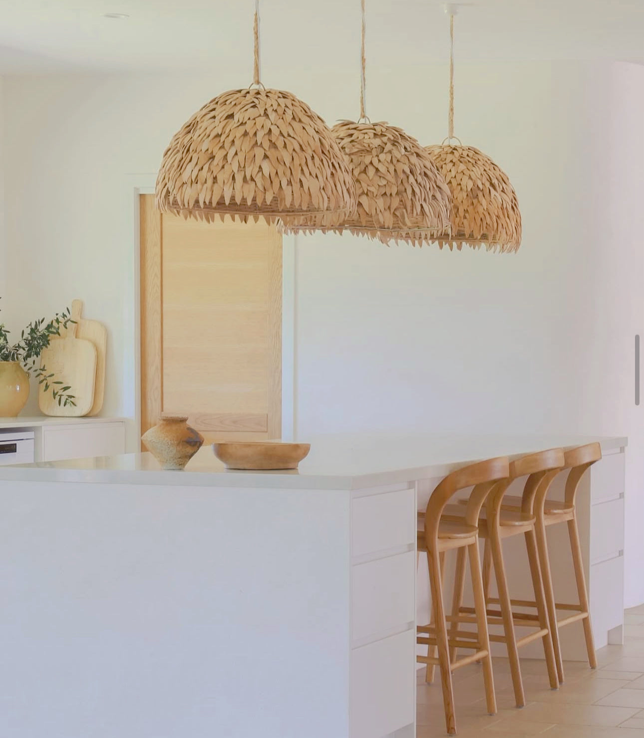 Pendant Light : Sade : Coconut Dome 70cm Cream Pendant Light