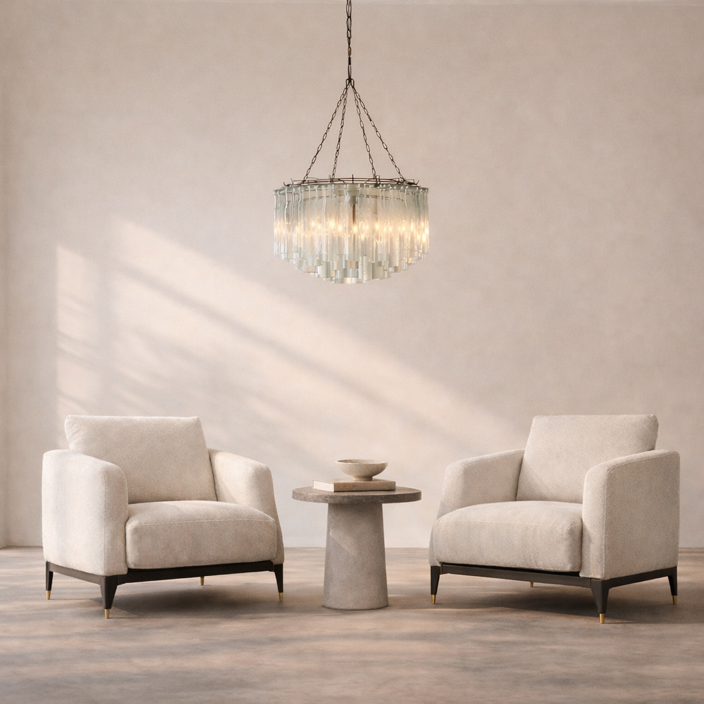 Pendant light: Bisetti. Recycled Clear Glass Chandelier