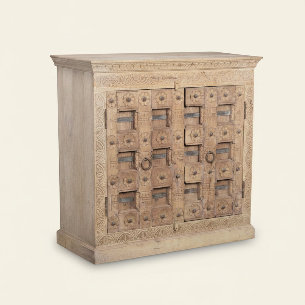 Ajuna : Carved 2 Door Indian 124cm Cabinet