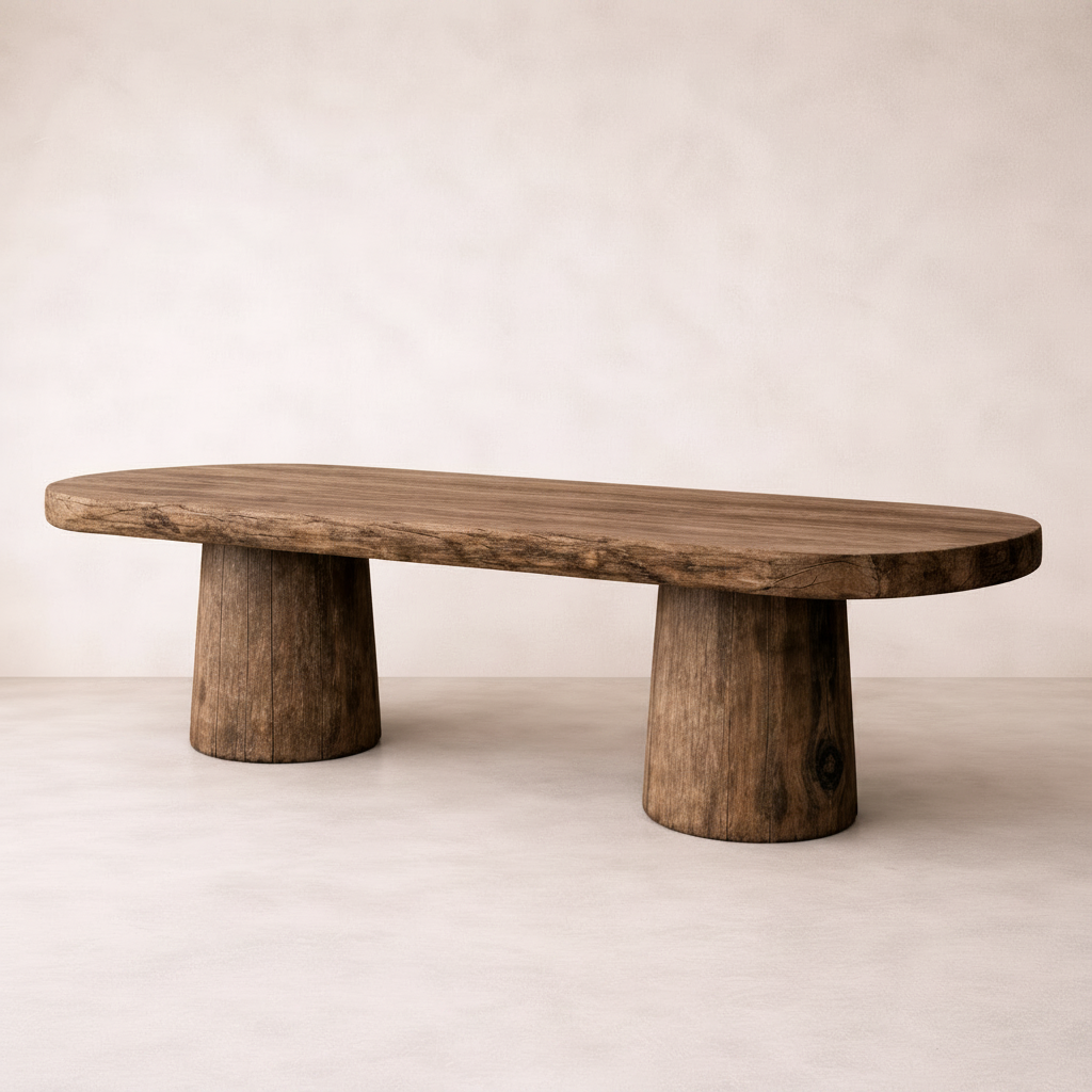 Arezzo reclaimed teak Wabi Sabi dining table with organic edges by Bisque