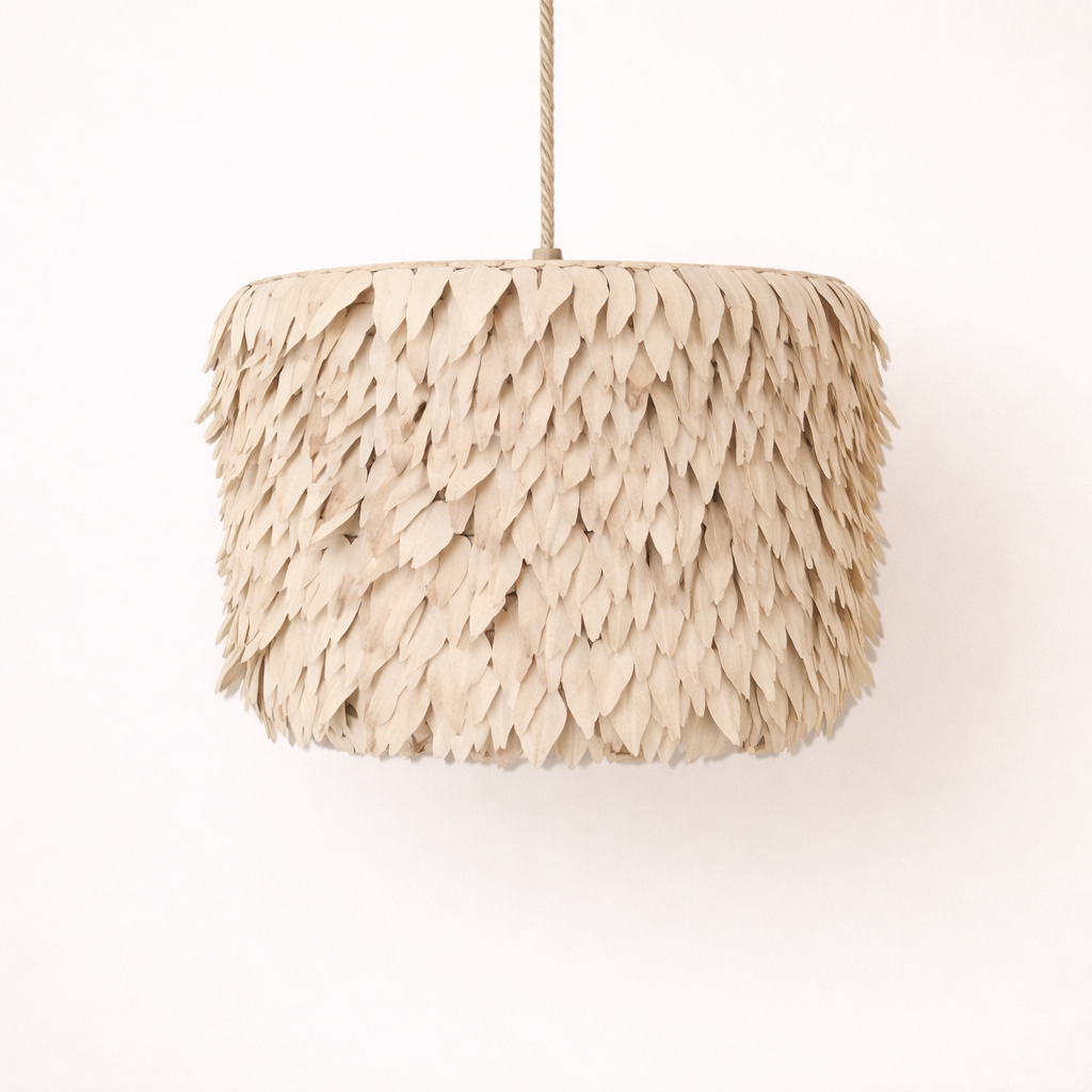 Pendant Light: Kamia : Drum 56cm Coconut Pendant Light, Small