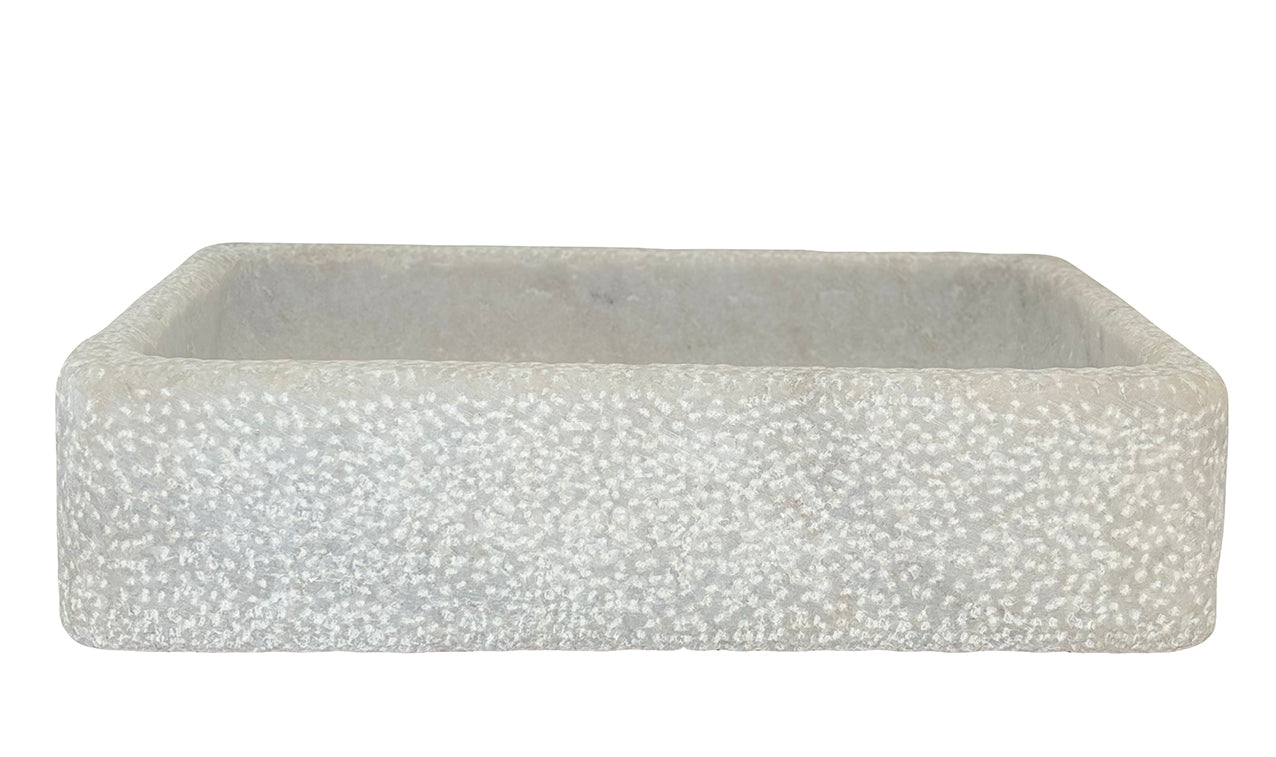 Parul : Marble Basin, 70cm White Hammered Exterior Finish