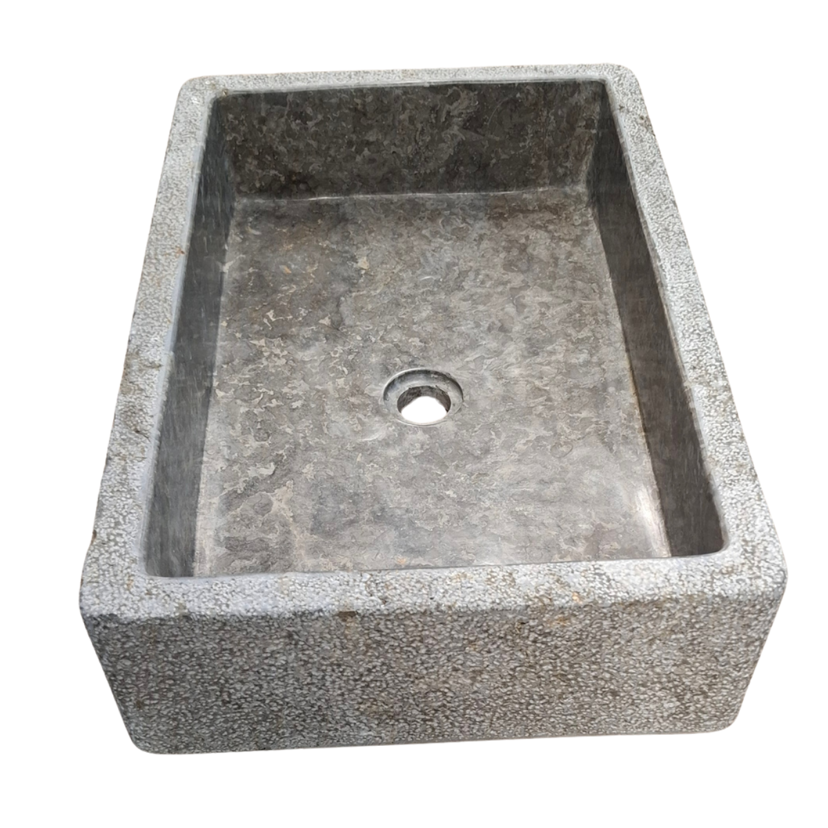 Marble basin: Balé Basin, Charcoal Hammered Exterior Marble Basin