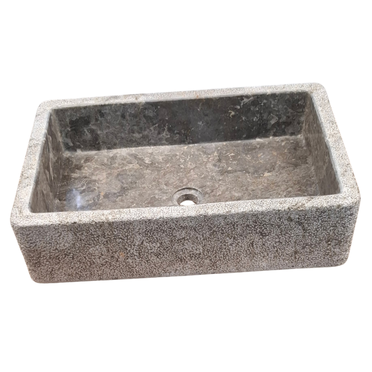 Marble basin: Balé Basin, Charcoal Hammered Exterior Marble Basin