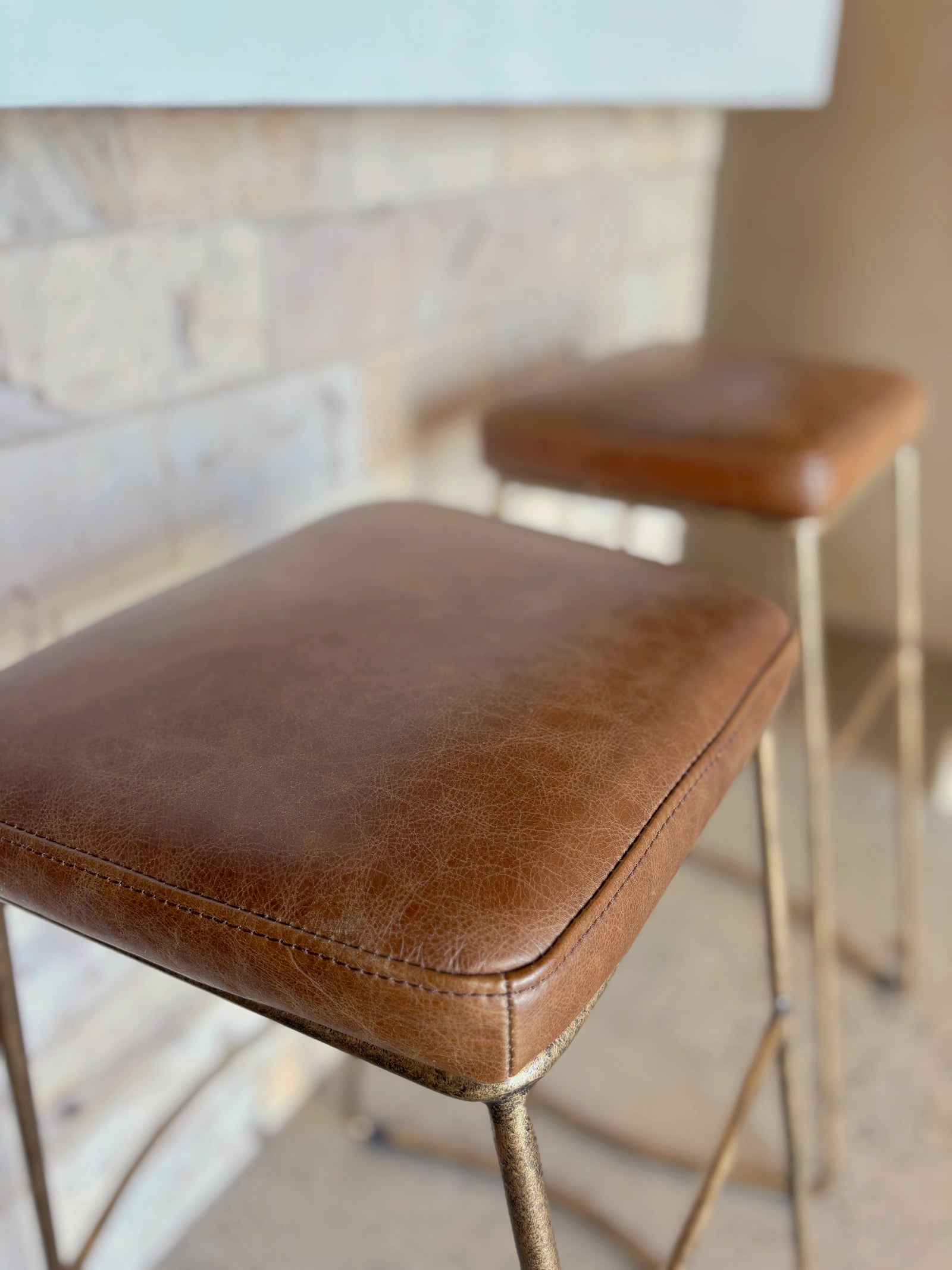 Dario : Vintage Leather Bar Stool.