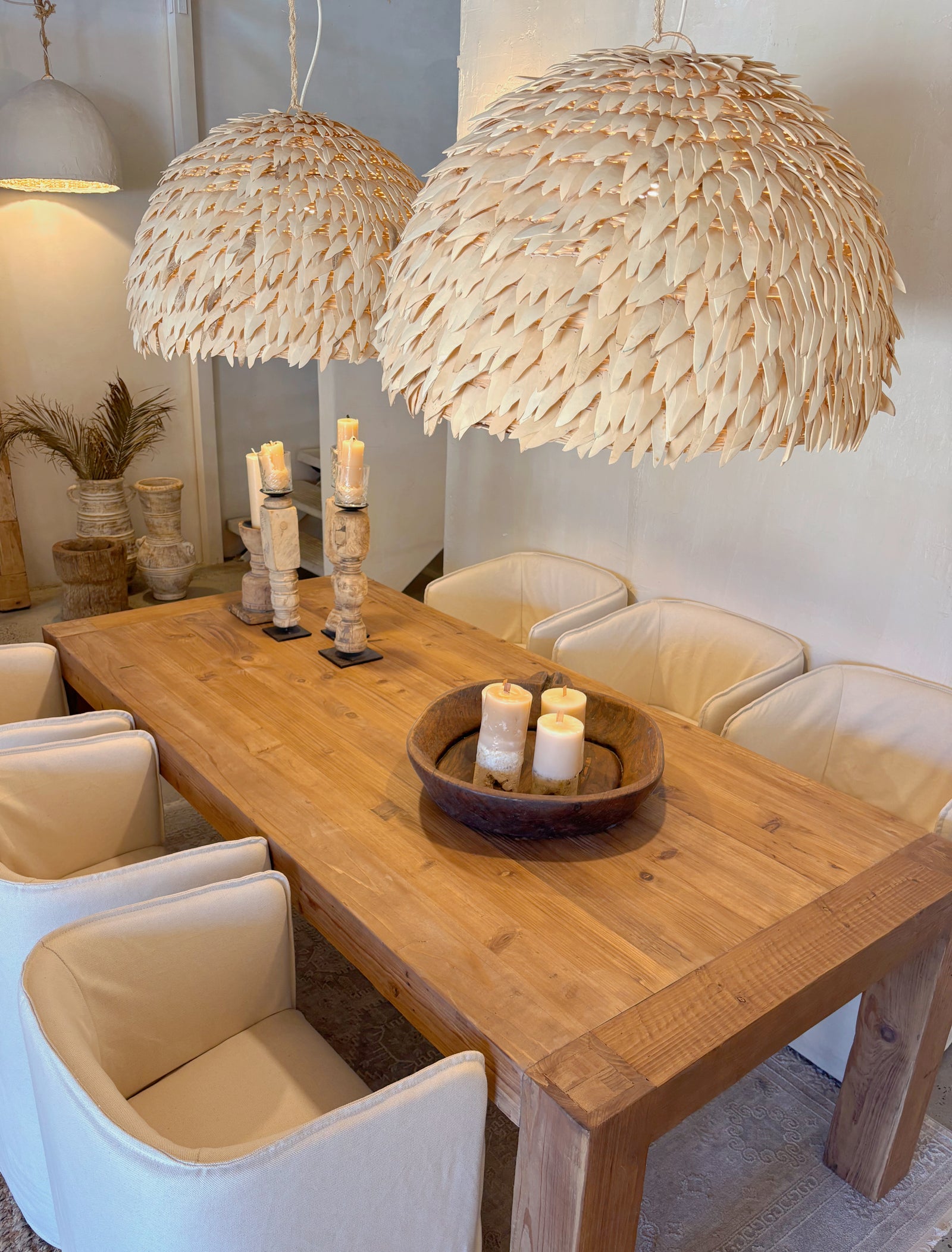 Pendant Light : Sade : Coconut Dome 70cm Cream Pendant Light