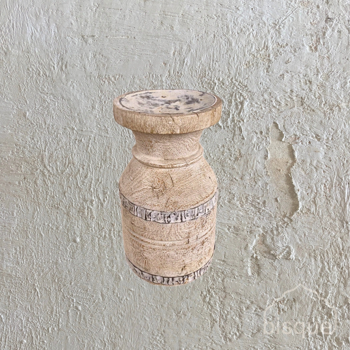Cinti : Teak Wood Candlestand, Bleached