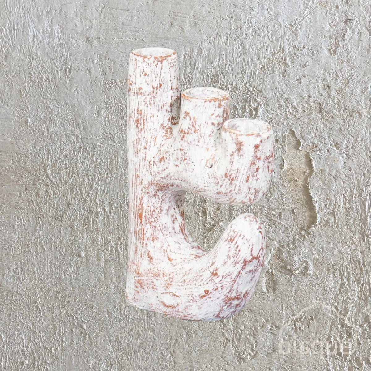 Teo : Triple Candle Holder Whitewashed