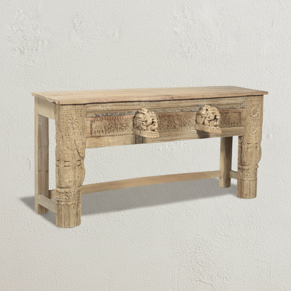 Console : Indra : Carved Authentic Old Indian Piece converted in to a 187cm Console