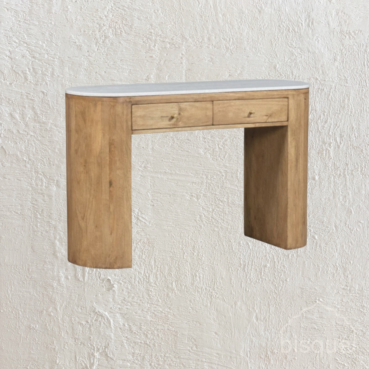 Lashith : Wooden & Marble Top Console Table With Drawers