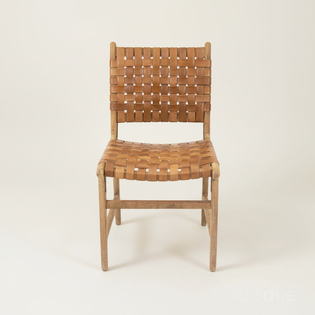 'Sienna' Strap Leather Dining Chair, Antique Brown