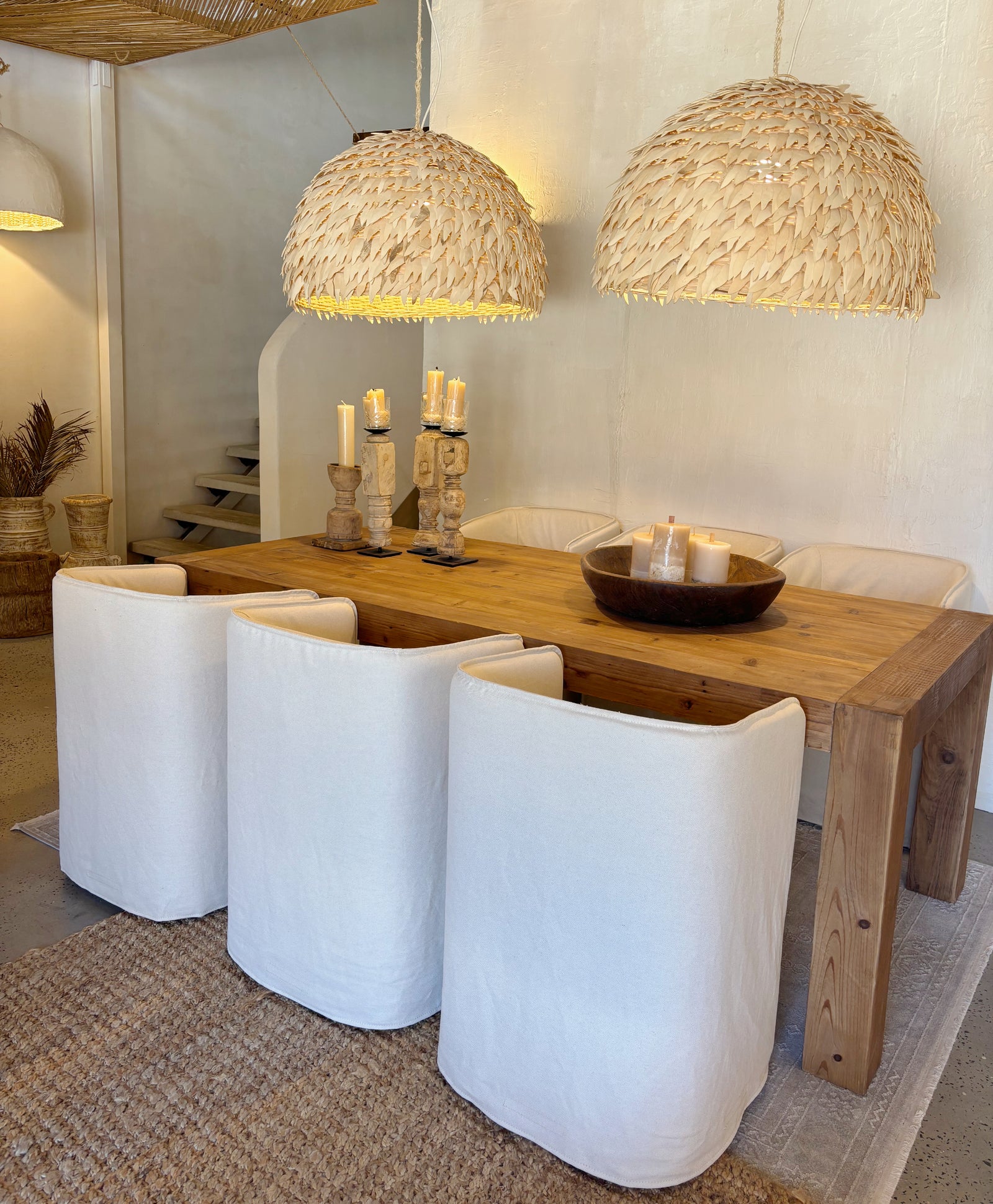 Pendant Light : Sade : Coconut Dome 70cm Cream Pendant Light