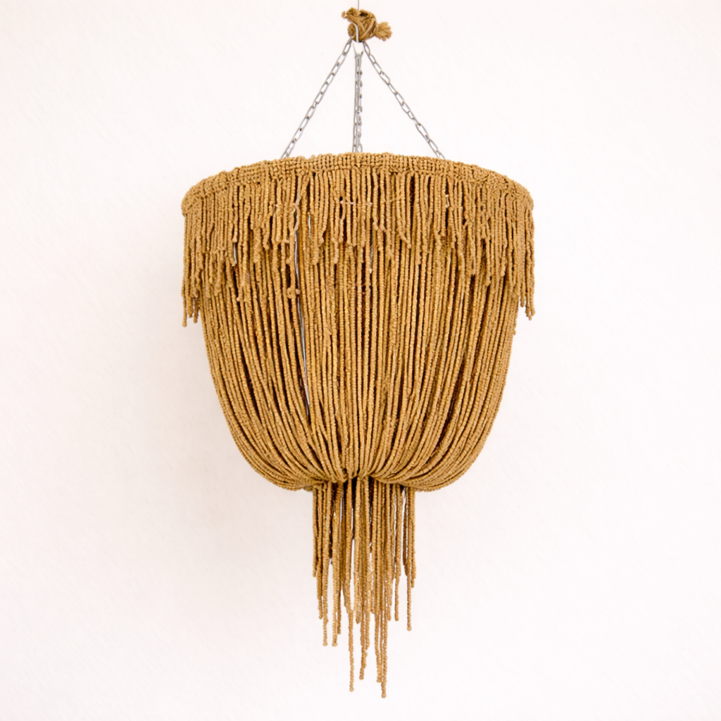 CLEARANCE PENDANT : Kofi : Coconut Bead 43cm Chandelier Pendant Light