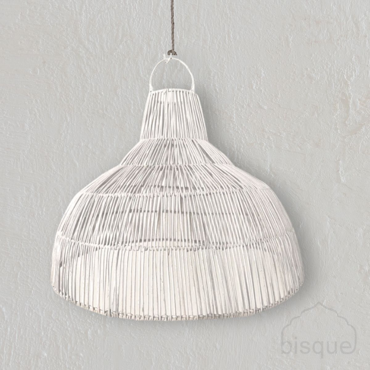 Faran : Rattan Pendant, Whitewashed