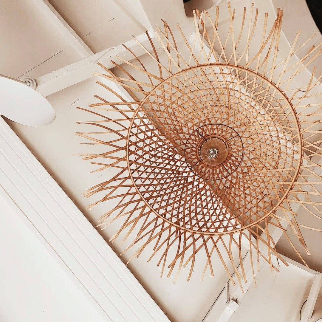 Bakaro : Cone Shaped Rattan Pendant, Natural Small