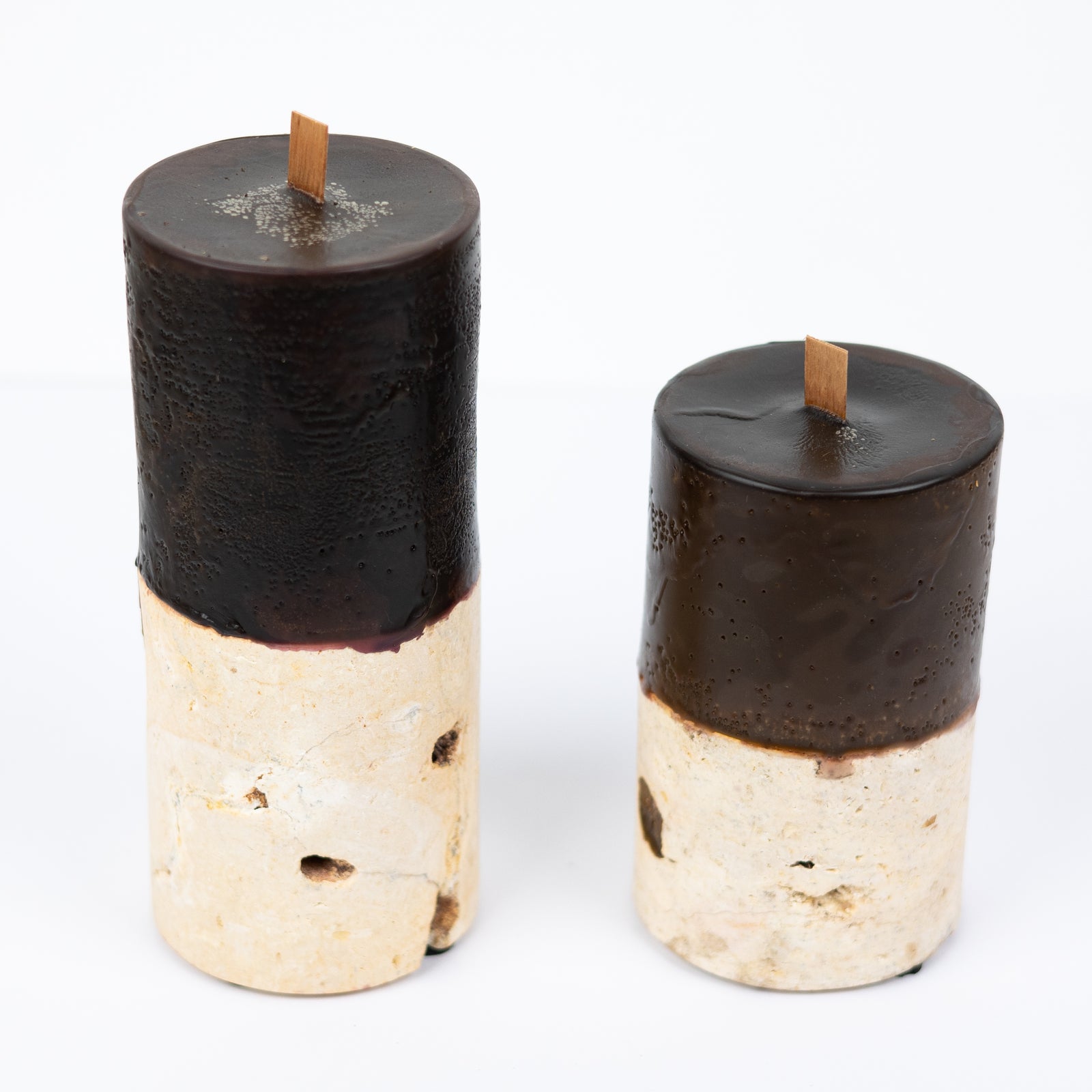 Shela. Fossilised Coral Candle - Chocolate 8.5cm diam x 20cm h