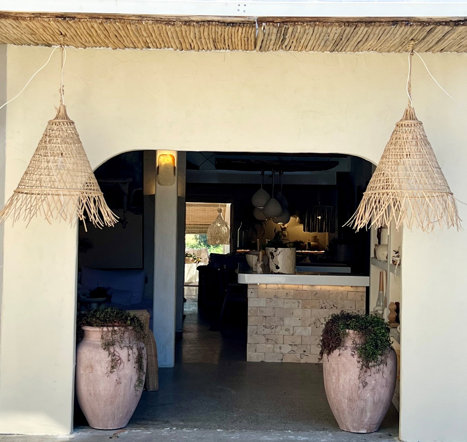CLEARANCE PENDANT : Bakaro : Cone Shaped 60cm Natural Rattan Pendant, Small