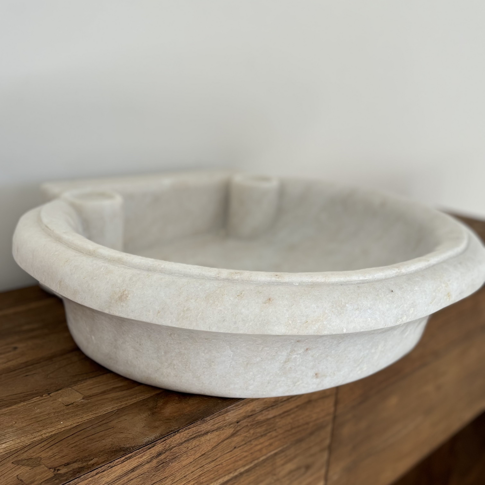 Eshana : Hamam Style White Carved 66cm Marble Basin, Wabi Sabi Basins Australia