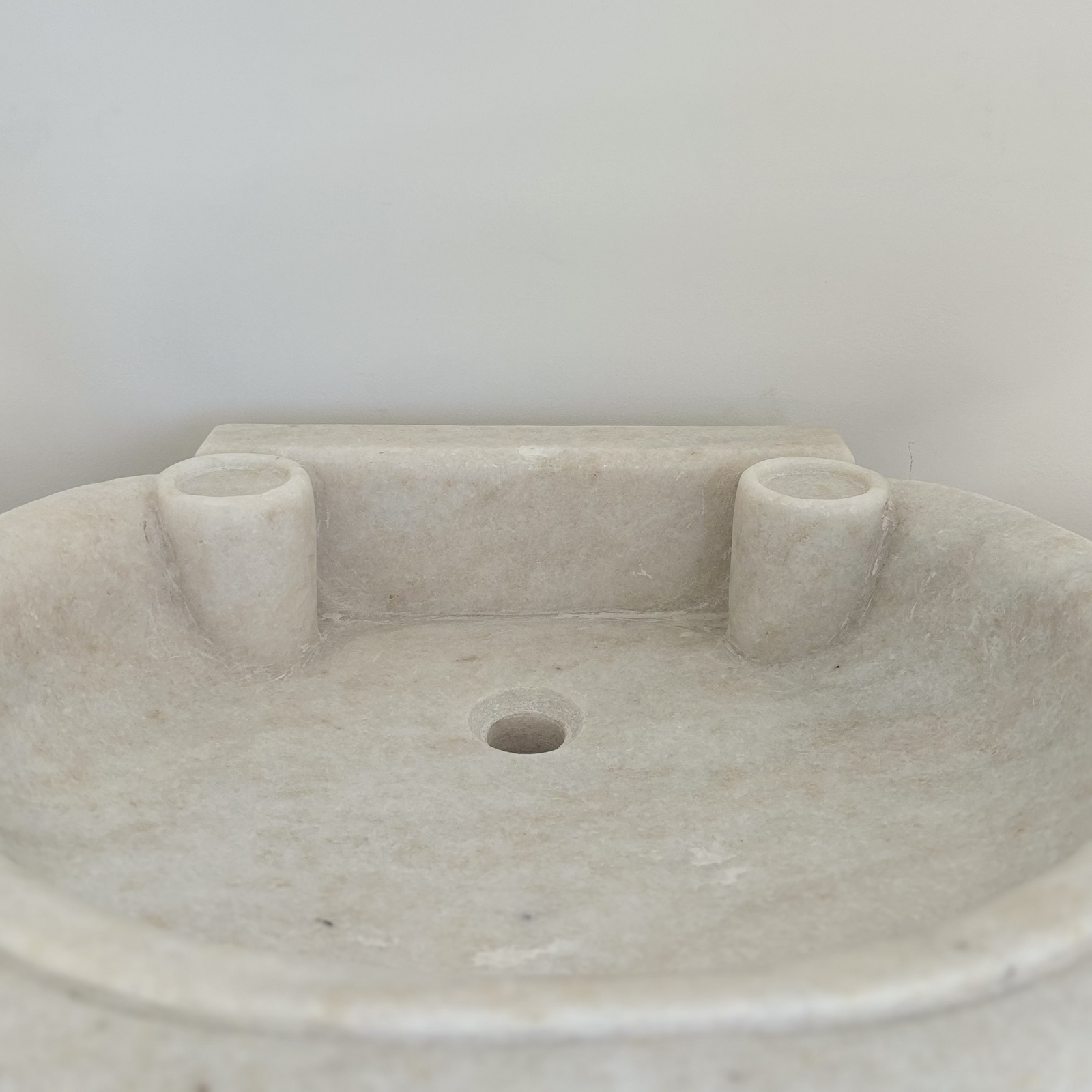 Eshana : Hamam Style White Carved 66cm Marble Basin, Wabi Sabi Basins Australia