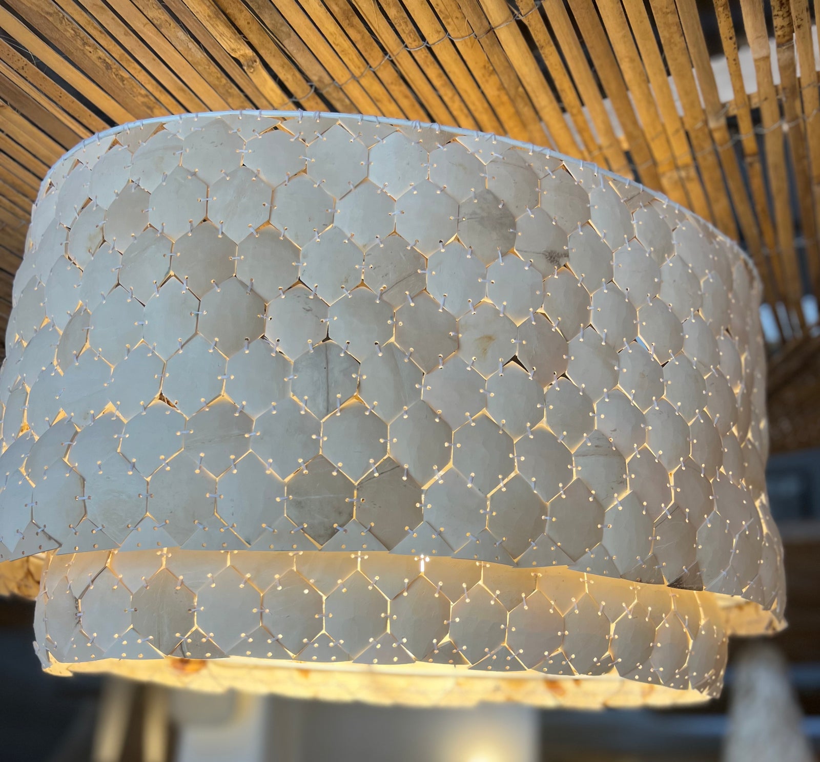 Pendant light: Kijani, Oval Coconut Two Layered 60cm
