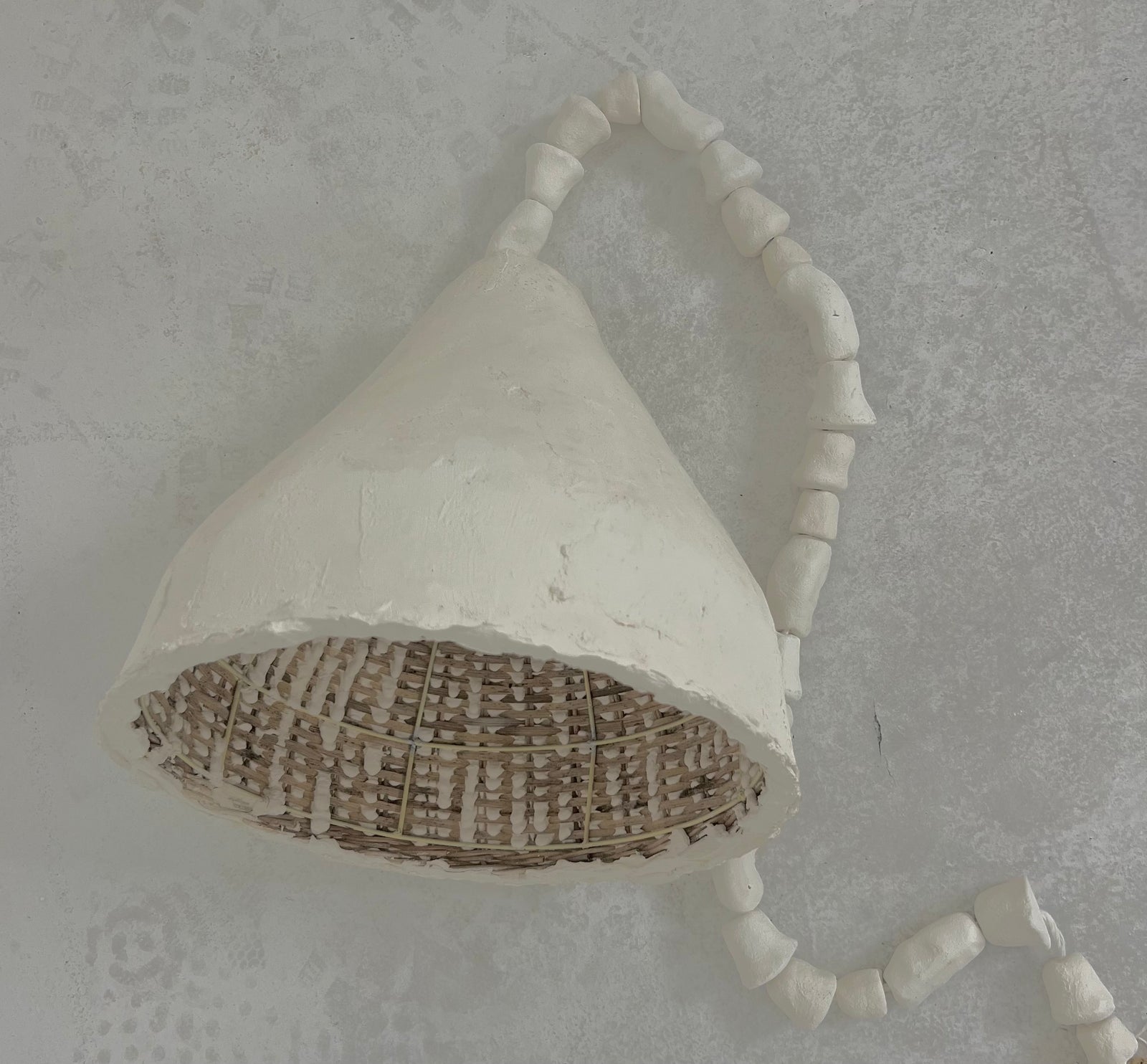 Pendant light: Abasi, White Clay Pendant. 40cm Light. Large