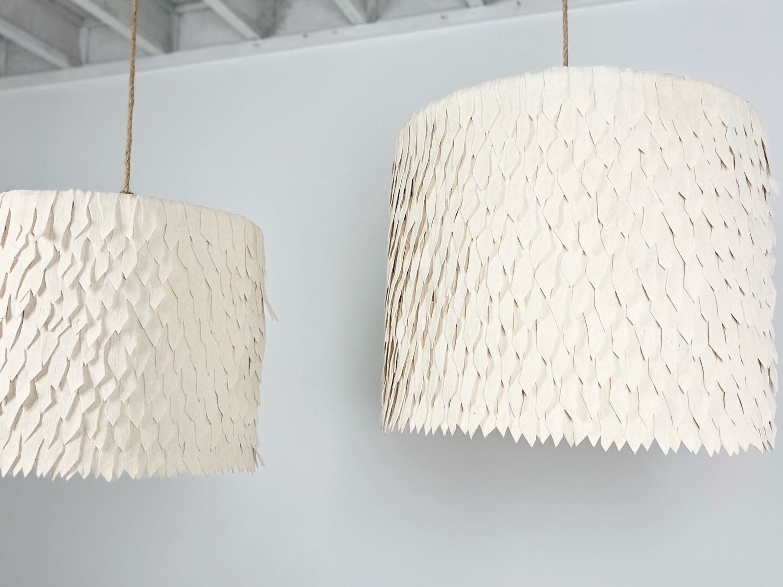 Pendant Light: Nsombe, Cotton Cream Drum Pendant Light. 70cm