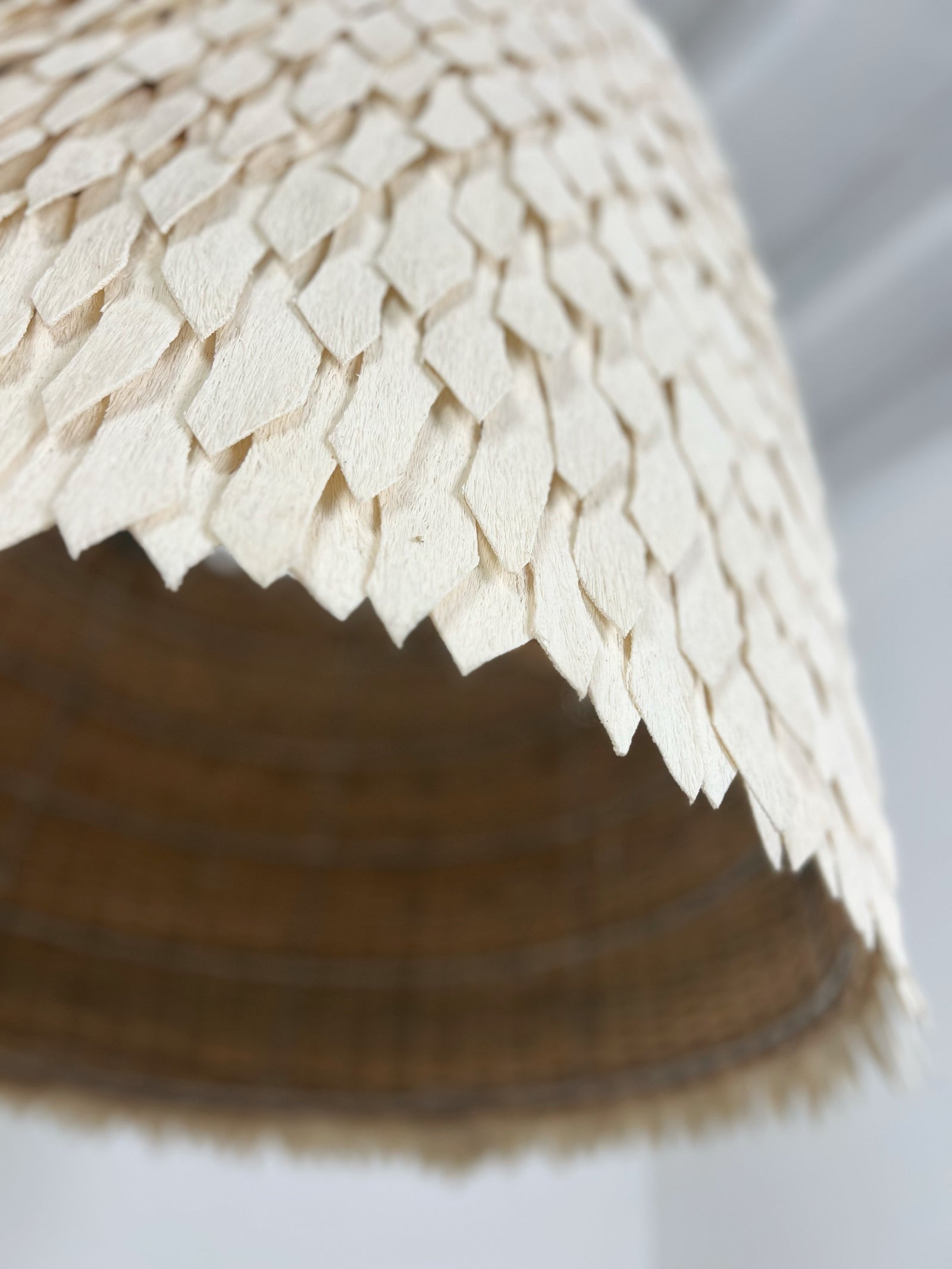 Pendant Light: Nsombe, Cotton Cream Drum Pendant Light. 70cm