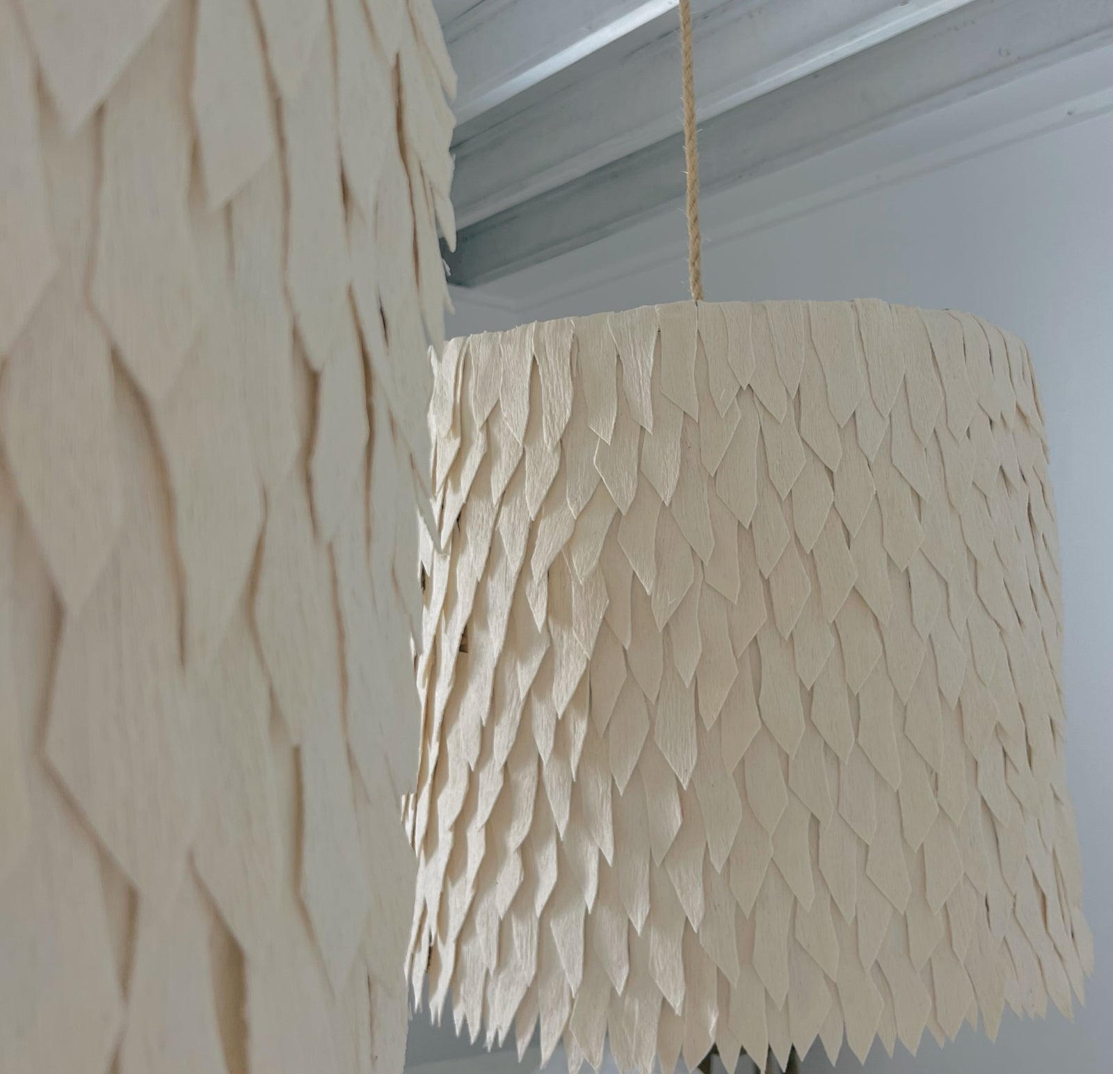 Pendant Light: Nsombe, Cotton Cream Drum Pendant Light. 70cm