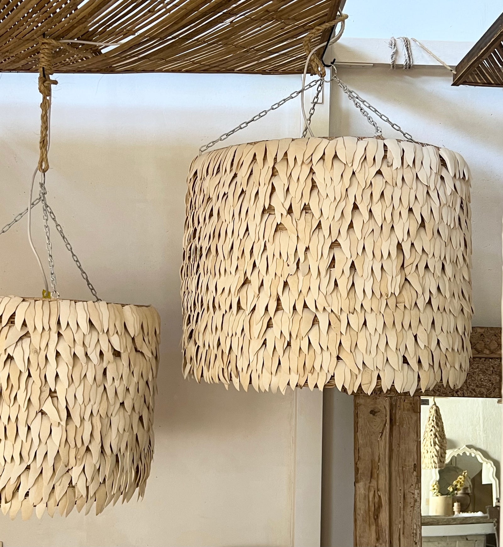 Pendant Light: Kamia : Drum 56cm Coconut Pendant Light, Small