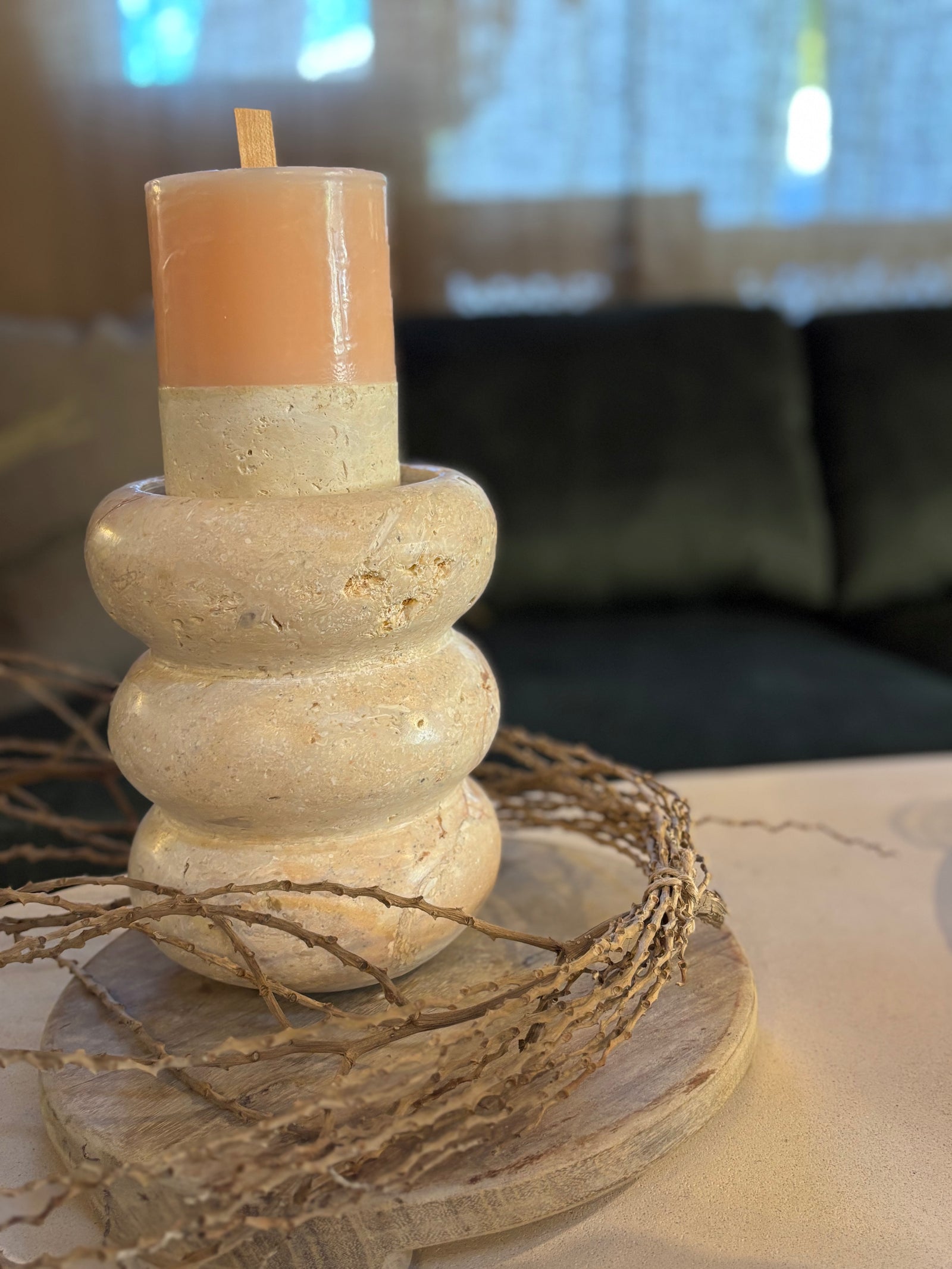 FOSSILIZED CORAL CANDLE HOLDER dia 15 x h 20 cm