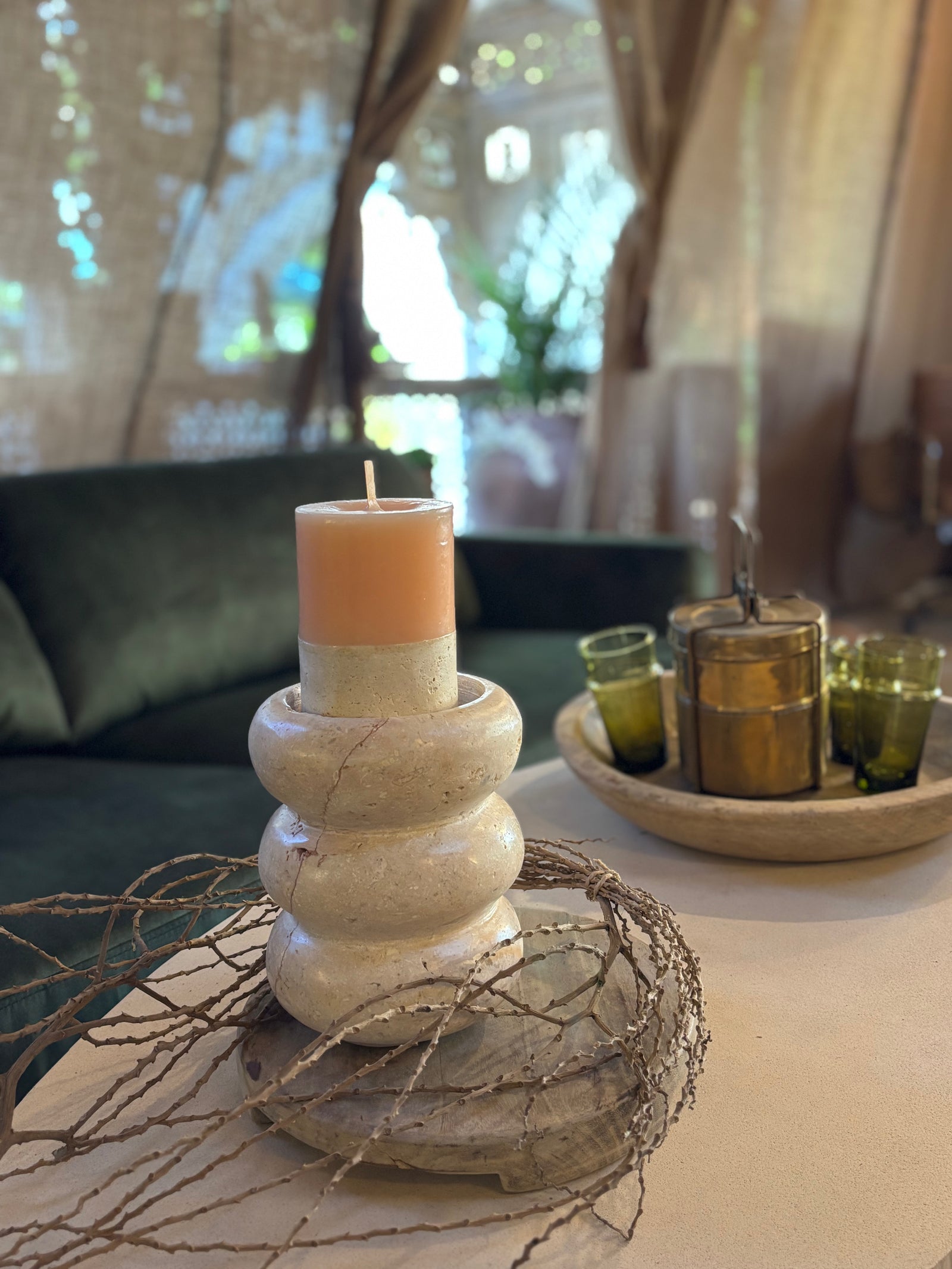 FOSSILIZED CORAL CANDLE HOLDER dia 15 x h 20 cm