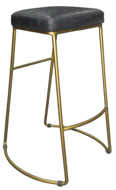 Bar stool: Dario Leather Bar stool, Lead Leather Bronze Frame