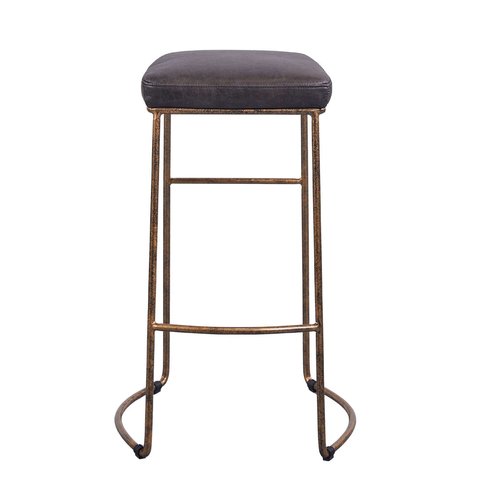 Bar stool: Dario Leather Bar stool, Lead Leather Bronze Frame