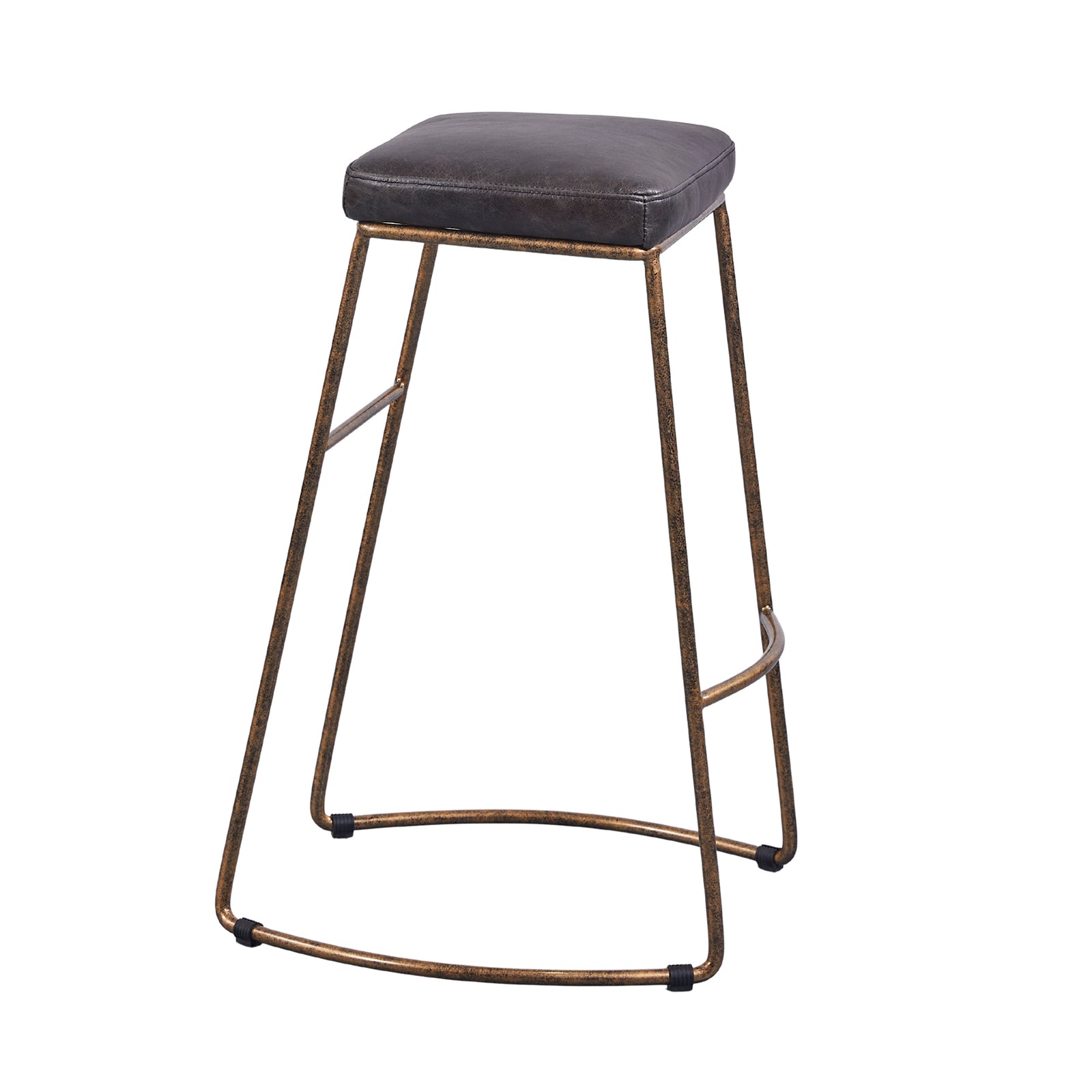 Bar stool: Dario Leather Bar stool, Lead Leather Bronze Frame